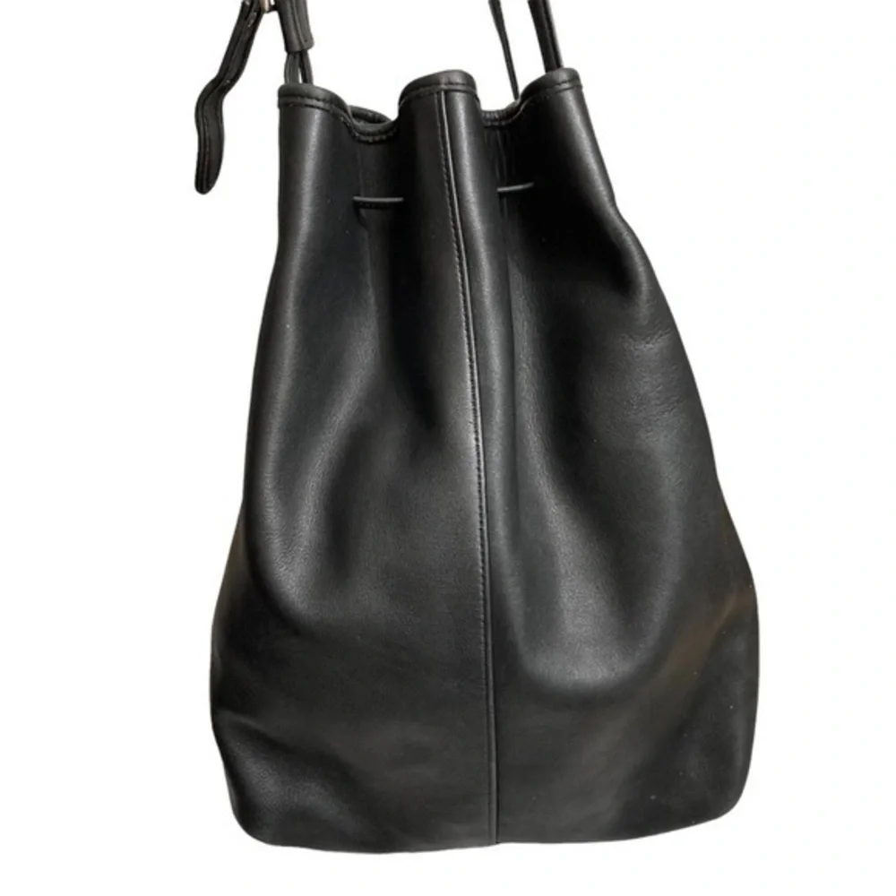 Coach vintage black leather drawstring bucket bag 9166 RARE